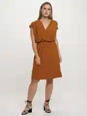 Карамельный платье на запахе женское, повседневное