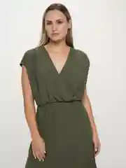Зеленый платье на запахе женское, повседневное