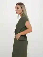 Зеленый платье на запахе женское, повседневное