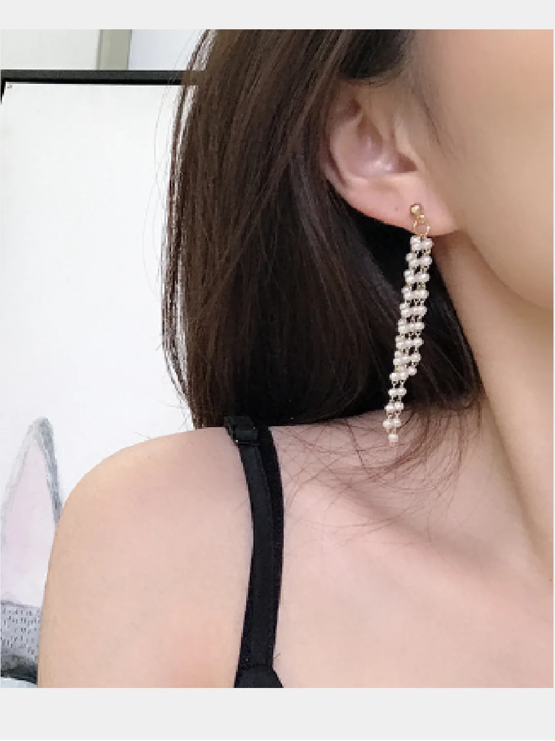 Серьги длинные жемчужные