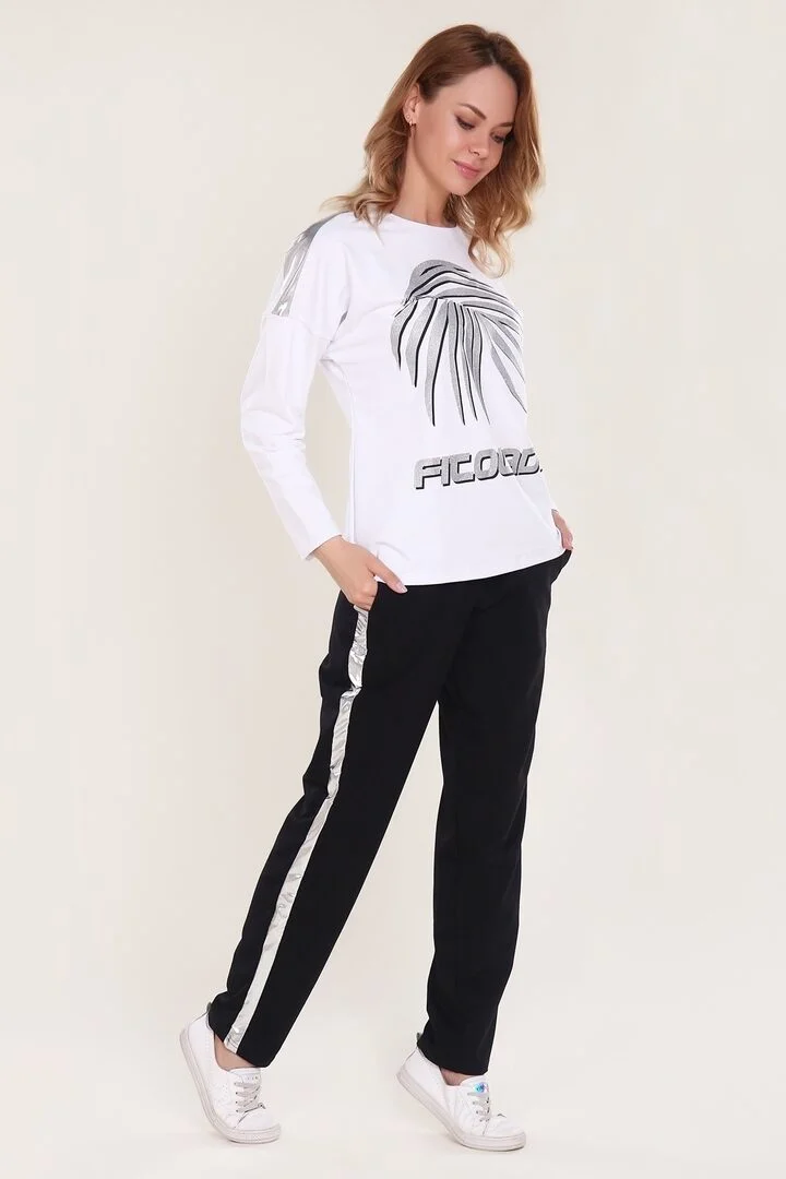 Белый костюм с принтом - FITOLADY - 345 - белый