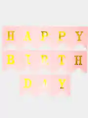 Розовый гирлянда "HAPPY BIRTDAY" на День Рождения/Флажки на ленте