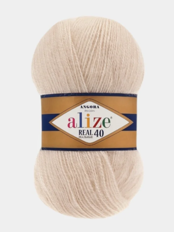 Бежевый пряжа Alize Real 40, 40%шерсть, 60%акрил, 100г/480м