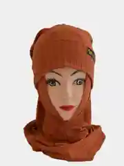 Оранжевый хиджаб, комплект теплый лапша с шапкой мусульманский