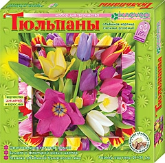 Набор для творчества из бумаги. Объемная картина в раме Тюльпаны. kлеvер