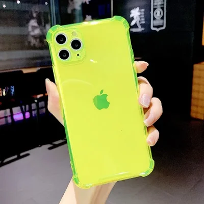 Желтый чехол для iPhone 11. 12/12PRO 13mini. 13. 13 ProMax 1.5mm Неоновый Цветной Плотный
