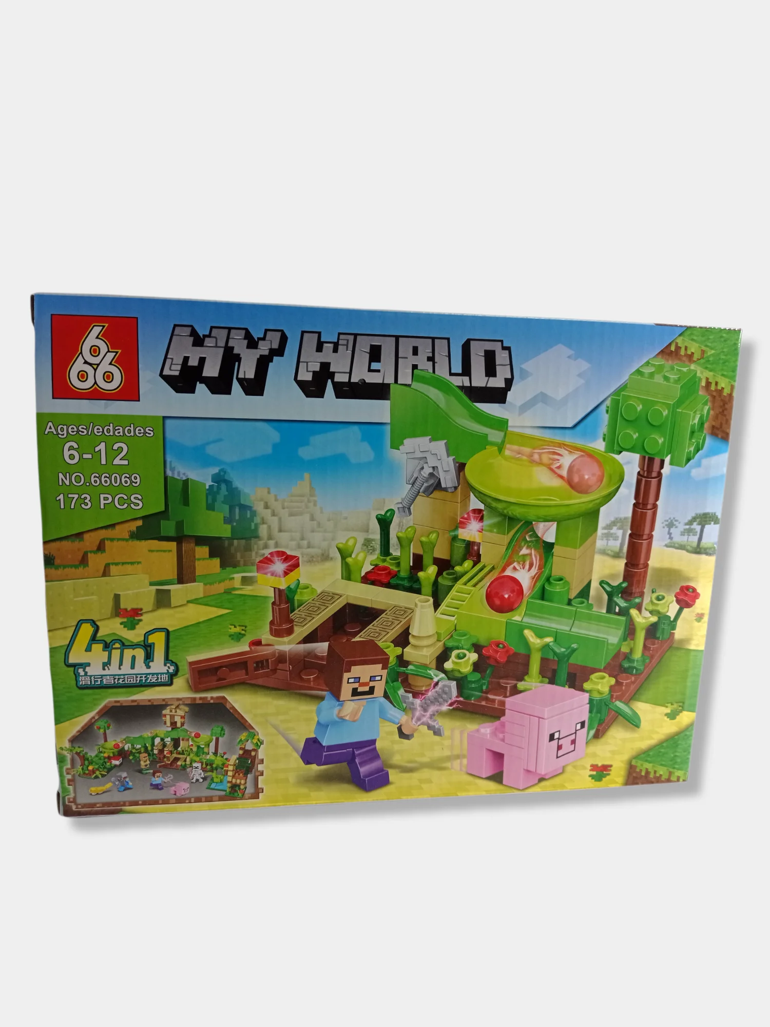 Белый конструктор MY WORLD Майнкрафт 4 вида 173-177 деталей