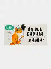 Конверт подарочный для денег С Днём рождения! от кота, 16.5 * 8 см