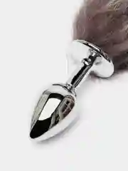 Серый меланж анальная пробка-хвост