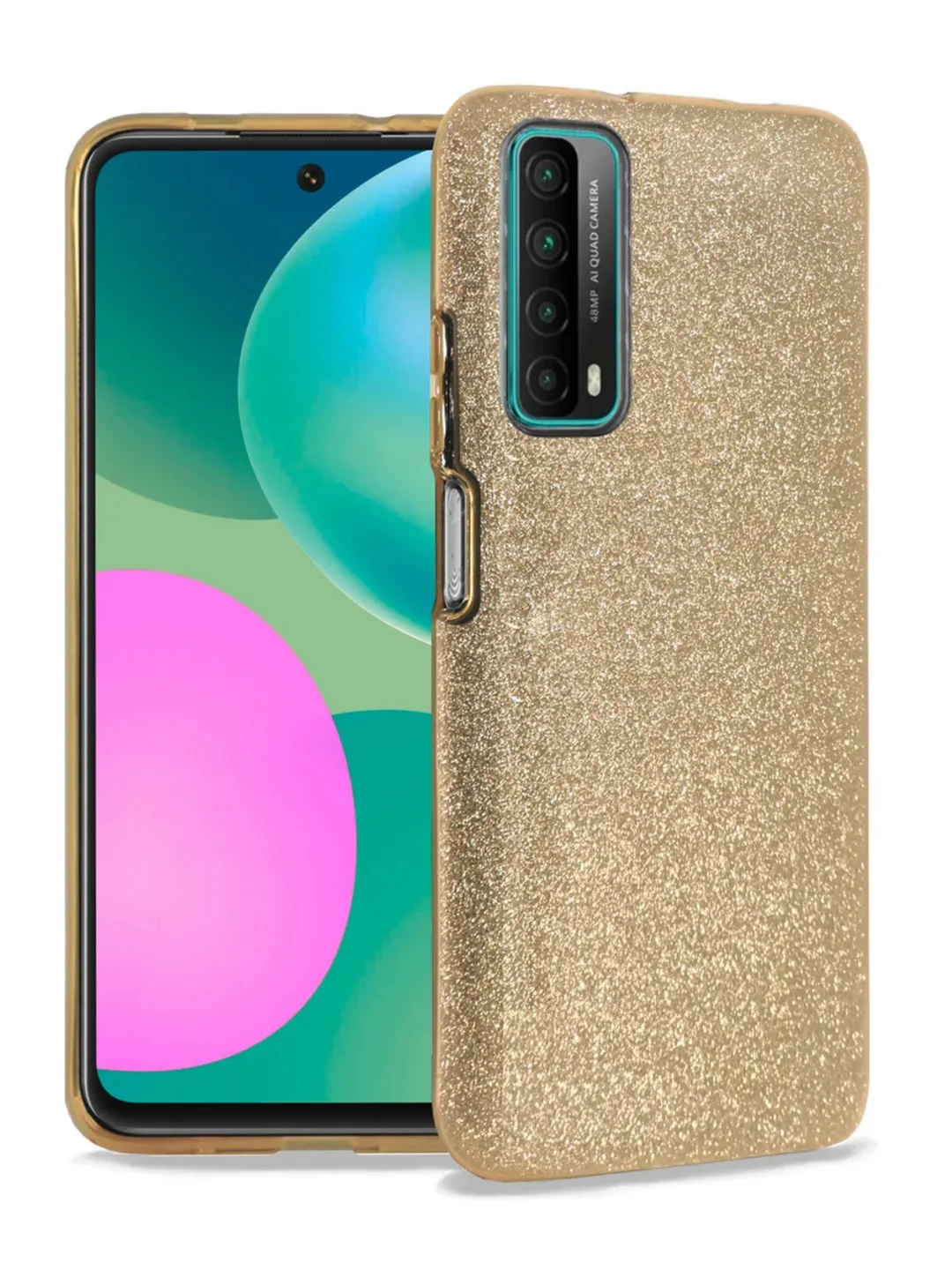 Золотой чехол блестящий Huawei P Smart 2021, накладка c блестками Honor PSmart 2021