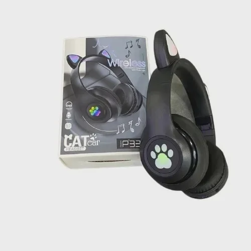 Беспроводные светящиеся наушники с ушками CAT EAR P33M