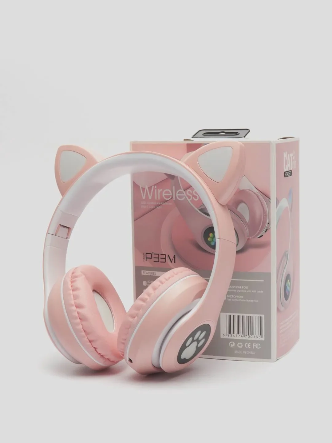 Беспроводные светящиеся наушники с ушками CAT EAR P33M