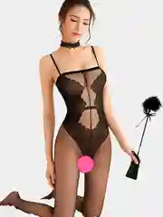 Черный сексуальный  кэтсьюит эротический комбинезон чулки на тело 18+ подарок на 8 марта