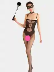 Черный сексуальный  кэтсьюит эротический комбинезон чулки на тело 18+ подарок на 8 марта