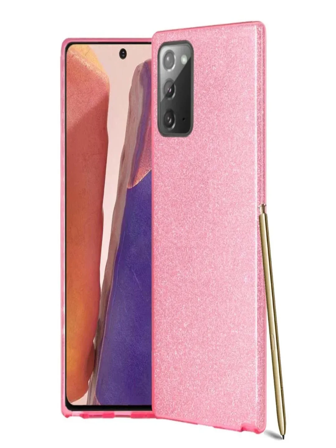 Розовый чехол блестящий Samsung Galaxy Note 20, накладка c блёстками