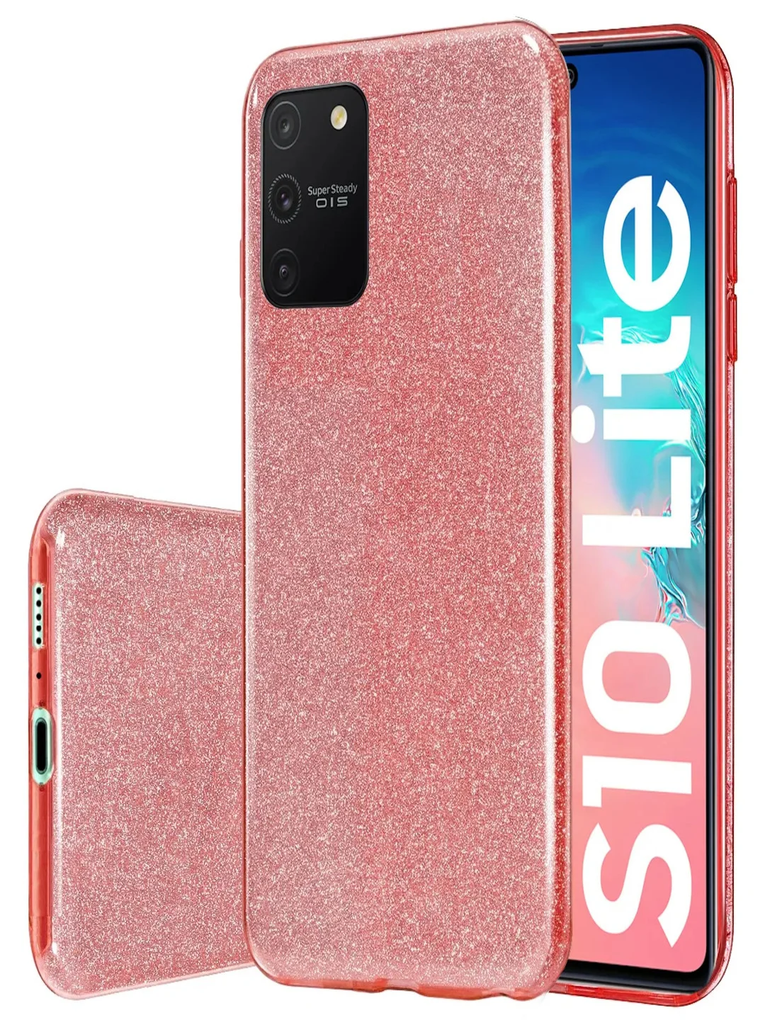 Розовый чехол блестящий Samsung Galaxy S10 Lite, Samsung Galaxy A91, накладка c блёстками
