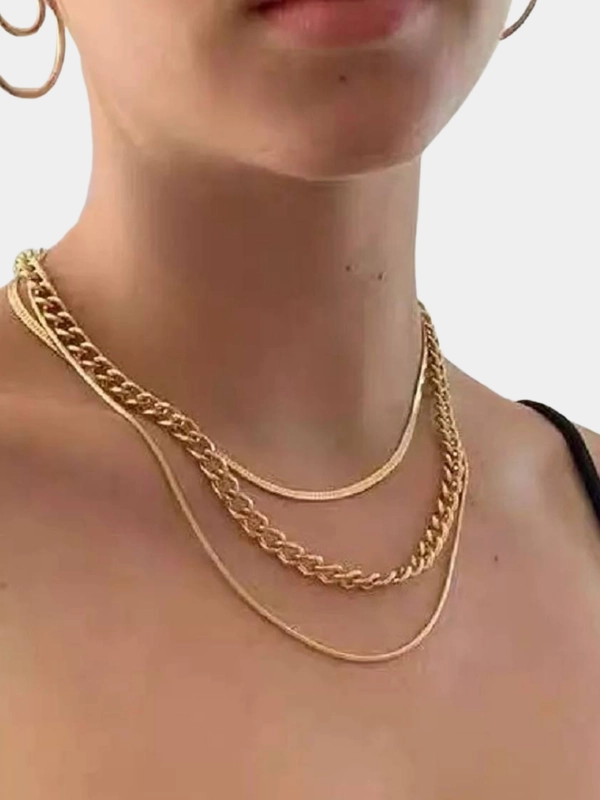 Цепочка на шею золотистая, многослойная, колье из цепей