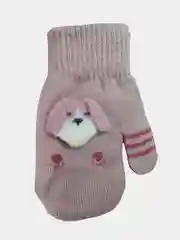 Бежевый варежки детские на 5-7 лет, Собачка