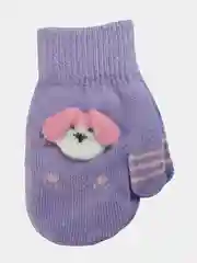 Фиолетовый варежки детские на 5-7 лет, Собачка