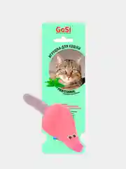 Игрушка для кошки GoSi "Мышка", розовая, на картоне, с еврослотом, 9 см