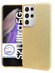 Золотой чехол блестящий Samsung Galaxy S21 Ultra, накладка c блёстками  Самсунг S 21 Ultra