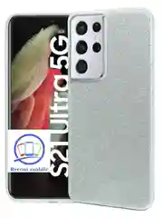 Серебряный чехол блестящий Samsung Galaxy S21 Ultra, накладка c блёстками  Самсунг S 21 Ultra
