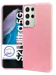 Розовый чехол блестящий Samsung Galaxy S21 Ultra, накладка c блёстками  Самсунг S 21 Ultra