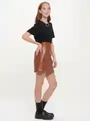 Коричневый кожаная юбка