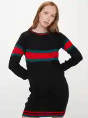 Черный вязаное платье "LiLi" с полосками