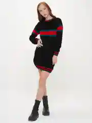 Черный вязаное платье "LiLi" с полосками