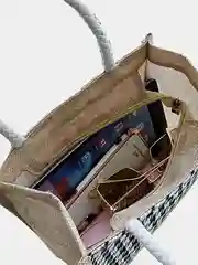 Клетчатая холщовая сумка, через плечо