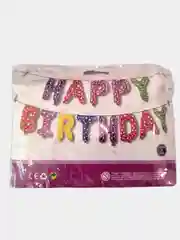 Фуксия гирлянда из воздушных шариков Happy Birthday