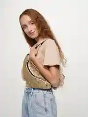 Золотой сумка поясная с двумя карманами