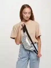 Серебряный сумка поясная с двумя карманами
