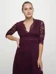 Багровый платье "LiLi" с рукавом 3/4