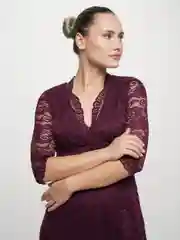Багровый платье "LiLi" с рукавом 3/4