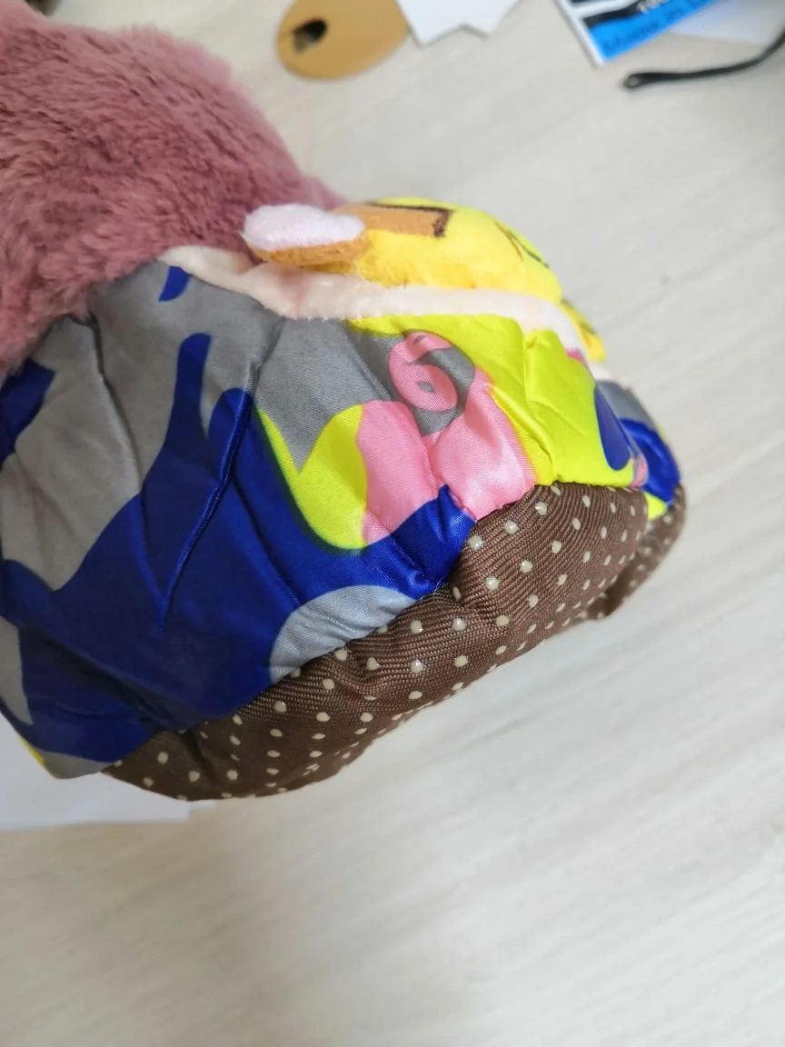 Серый носки-сапожки детские на меху, с игрушкой