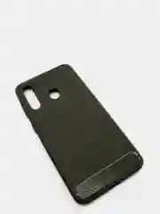 Серый противоударный чехол для Samsung Galaxy A60 (карбон)