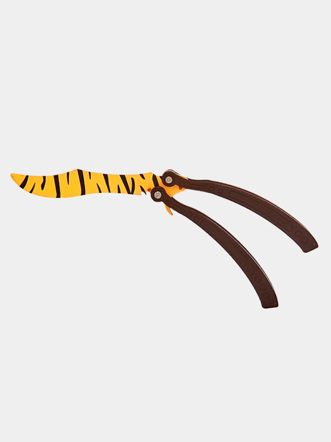 Нож деревянный бабочка лак в раскраске Tiger Tooth / Зуб тигра кс го / cs go