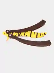 Нож деревянный бабочка лак в раскраске Tiger Tooth / Зуб тигра кс го / cs go