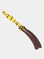 Нож деревянный бабочка лак в раскраске Tiger Tooth / Зуб тигра кс го / cs go