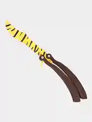 Нож деревянный бабочка лак в раскраске Tiger Tooth / Зуб тигра кс го / cs go