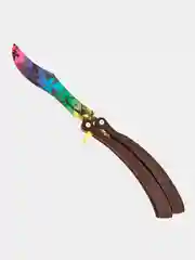 Нож деревянный бабочка лак Мраморный Градиент кс го / cs go