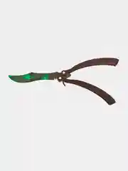 Зеленый нож деревянный бабочка, лак изумруд, (кс го), cs go