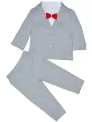 Нарядный костюм для мальчика CHADOLLS серого цвета с красной бабочкой