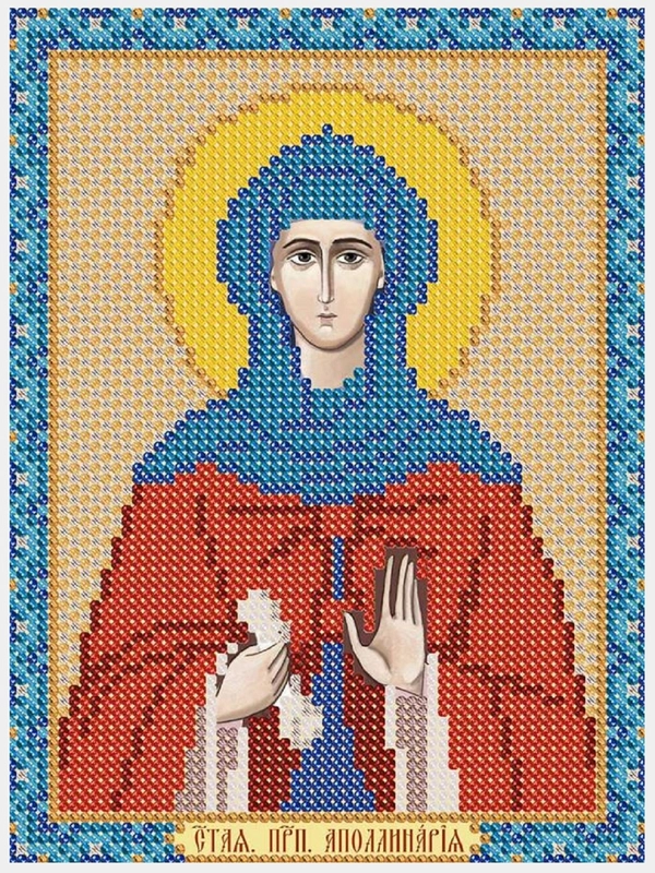 Рисунок на ткани для вышивания "Св. Прп. Аполлинария", размер 20 х 25 см