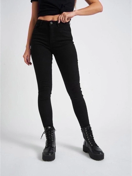 Женские джинсы SKINNY с высокой посадкой, черные