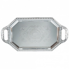 Поднос сервировочный (серебро) 43,5*22,5*1,5см. (металл с гальваническим покрытием)