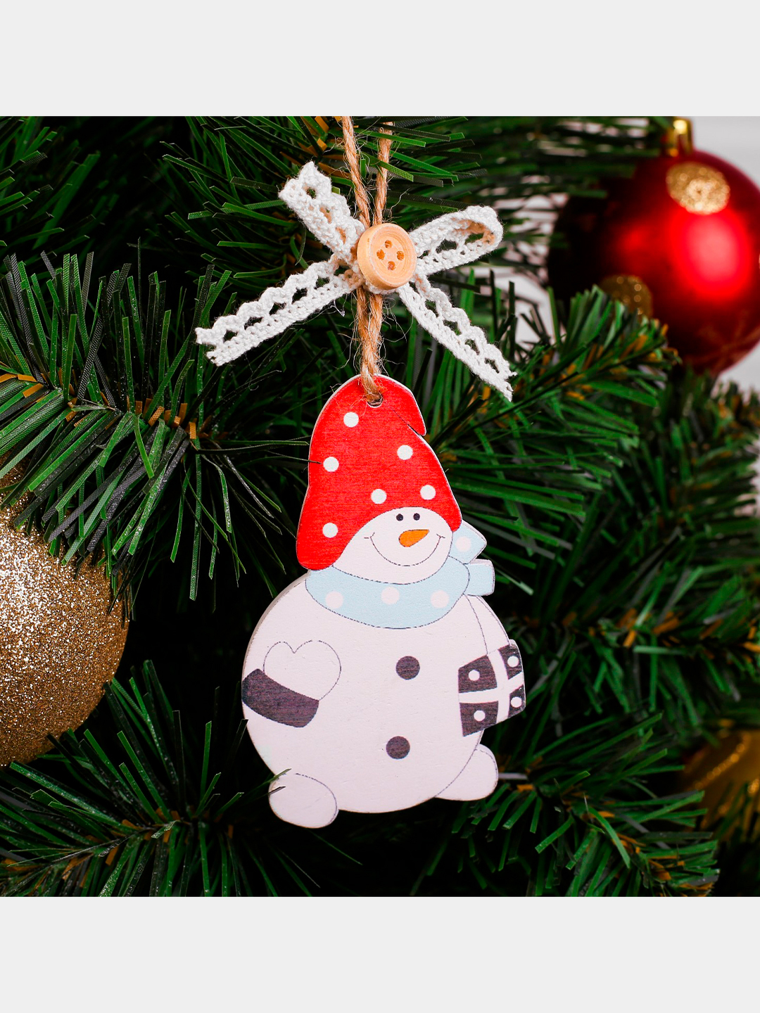 Новогоднее украшение Снеговик из ПВХ со светодиодной подсветкой / 11х11 арт.42195