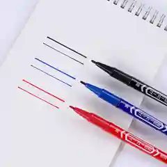 Красный маркер тонкий, фломастер двусторонний, 3 цвета